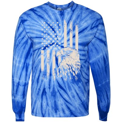 American Flag Eagle Usa Distressed Meaningful Gift Tie-Dye Long Sleeve Shirt