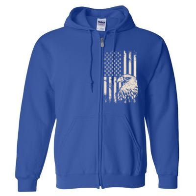 American Flag Eagle Usa Distressed Meaningful Gift Full Zip Hoodie