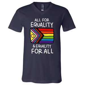 All For Equality And Equality For All Equality Apparel Rainbow Pride LGBT LGBTQ V-Neck T-Shirt