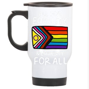 All For Equality And Equality For All Equality Apparel Rainbow Pride LGBT LGBTQ Stainless Steel Travel Mug