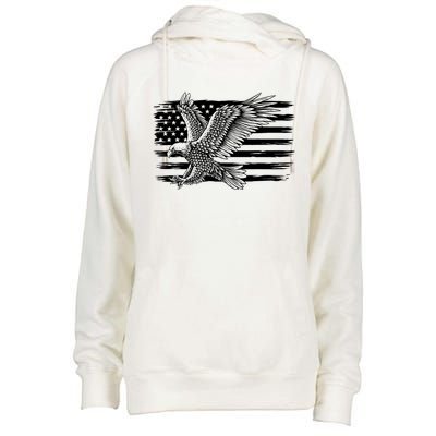 American Flag Eagle 4th Of July Independence Day Patriotic Womens Funnel Neck Pullover Hood