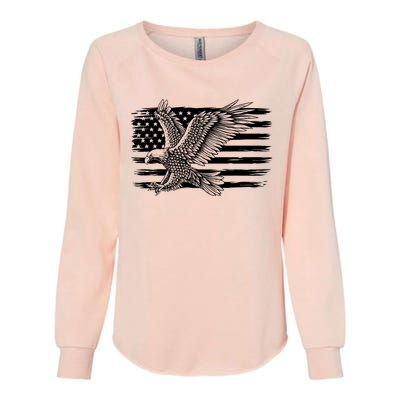 American Flag Eagle 4th Of July Independence Day Patriotic Womens California Wash Sweatshirt