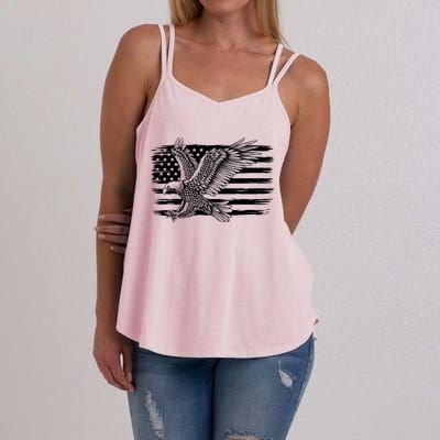 American Flag Eagle 4th Of July Independence Day Patriotic Women's Strappy Tank