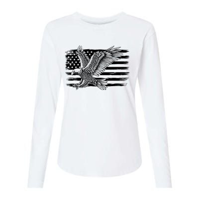 American Flag Eagle 4th Of July Independence Day Patriotic Womens Cotton Relaxed Long Sleeve T-Shirt