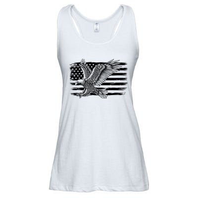 American Flag Eagle 4th Of July Independence Day Patriotic Ladies Essential Flowy Tank