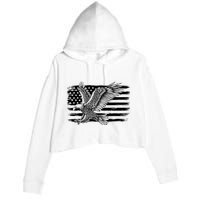 American Flag Eagle 4th Of July Independence Day Patriotic Crop Fleece Hoodie