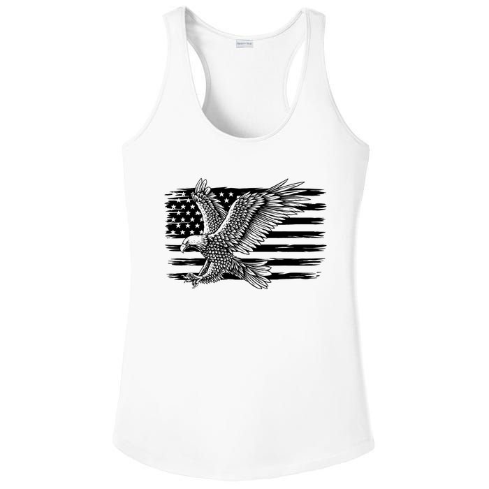 American Flag Eagle 4th Of July Independence Day Patriotic Ladies PosiCharge Competitor Racerback Tank