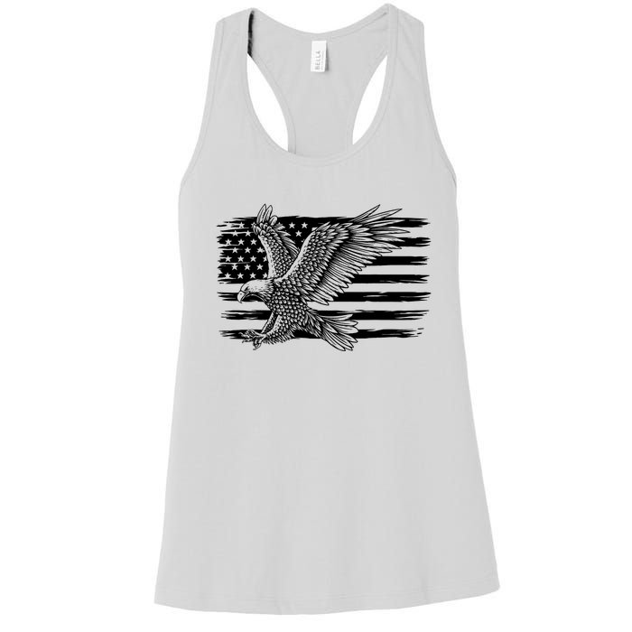 American Flag Eagle 4th Of July Independence Day Patriotic Women's Racerback Tank