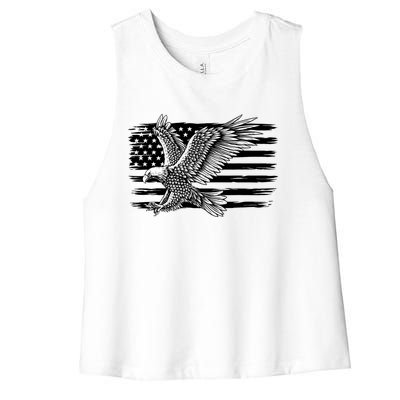 American Flag Eagle 4th Of July Independence Day Patriotic Women's Racerback Cropped Tank