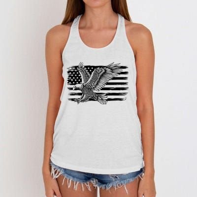 American Flag Eagle 4th Of July Independence Day Patriotic Women's Knotted Racerback Tank