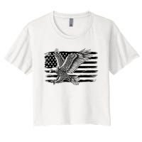 American Flag Eagle 4th Of July Independence Day Patriotic Women's Crop Top Tee