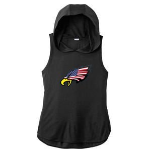 American Flag Eagle Ladies PosiCharge Tri-Blend Wicking Draft Hoodie Tank