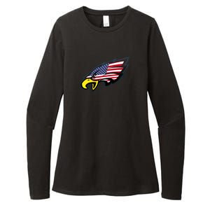 American Flag Eagle Womens CVC Long Sleeve Shirt