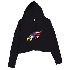 American Flag Eagle Crop Fleece Hoodie