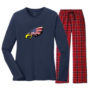 American Flag Eagle Women's Long Sleeve Flannel Pajama Set 