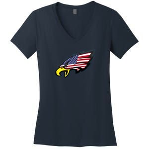 American Flag Eagle Women's V-Neck T-Shirt