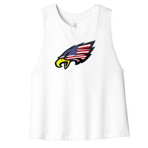 American Flag Eagle Women's Racerback Cropped Tank