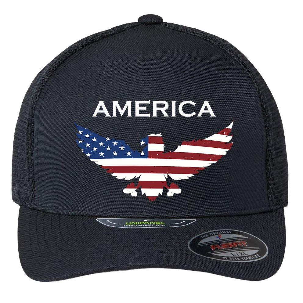 American Flag Eagle Flexfit Unipanel Trucker Cap