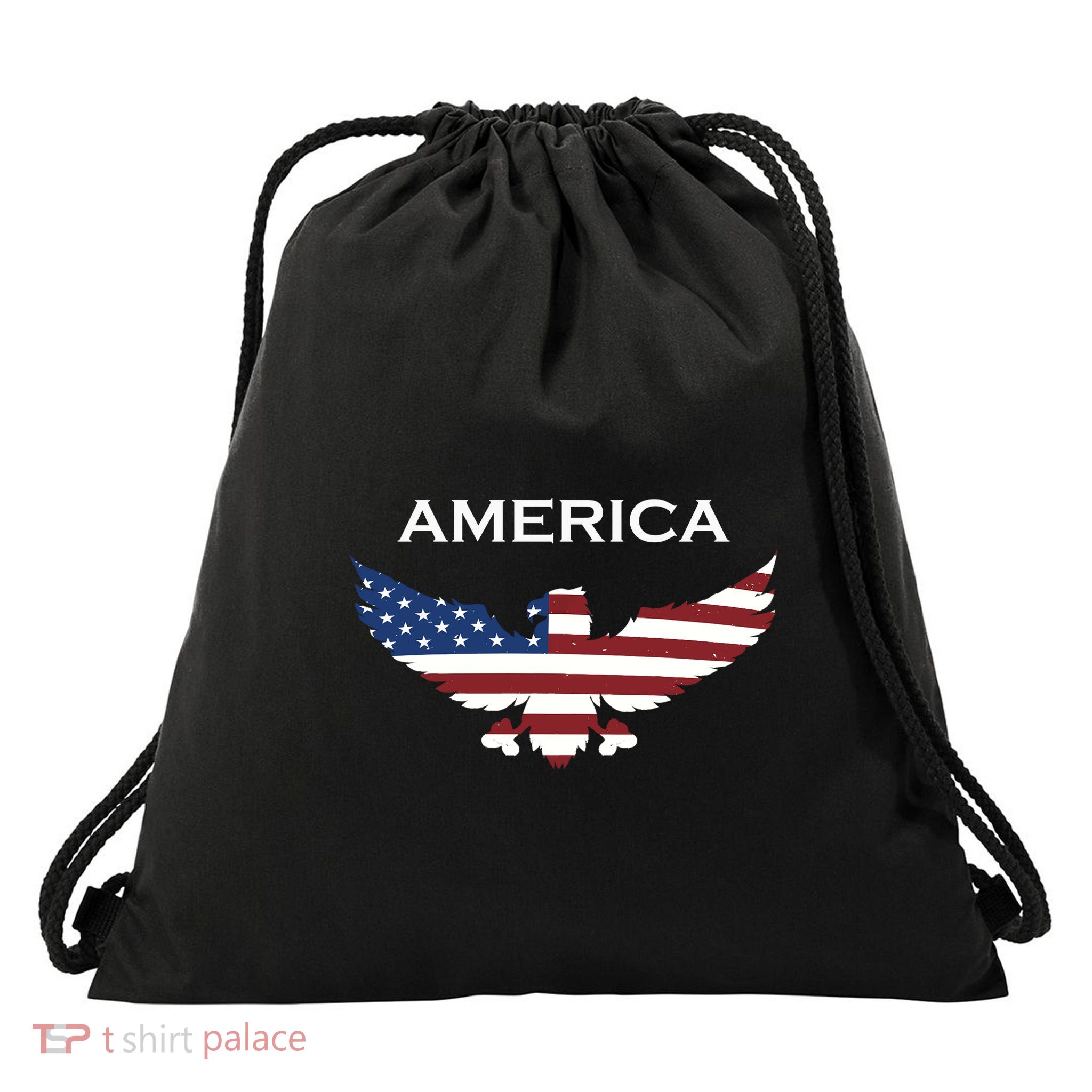 American Flag Eagle Drawstring Bag