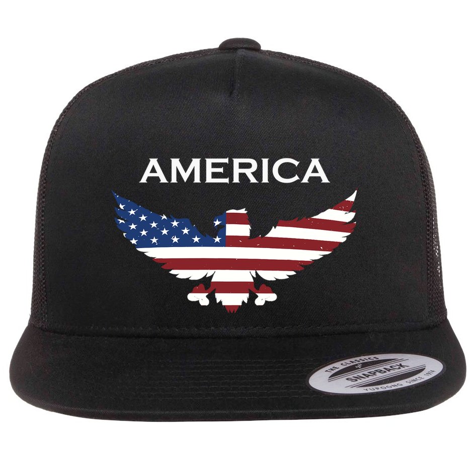 American Flag Eagle Flat Bill Trucker Hat