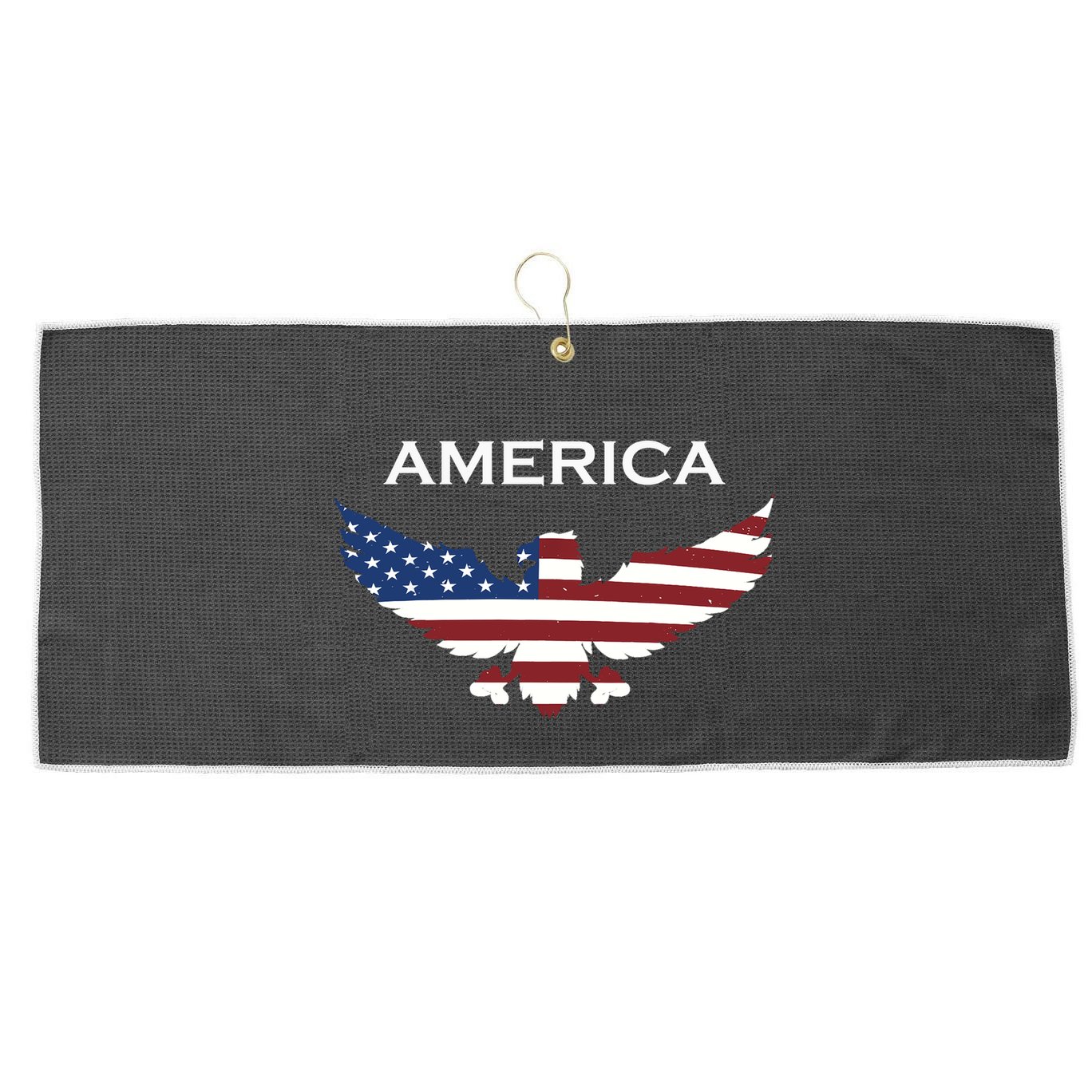 American Flag Eagle Large Microfiber Waffle Golf Towel