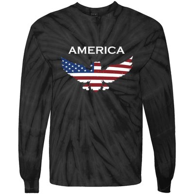 American Flag Eagle Tie-Dye Long Sleeve Shirt