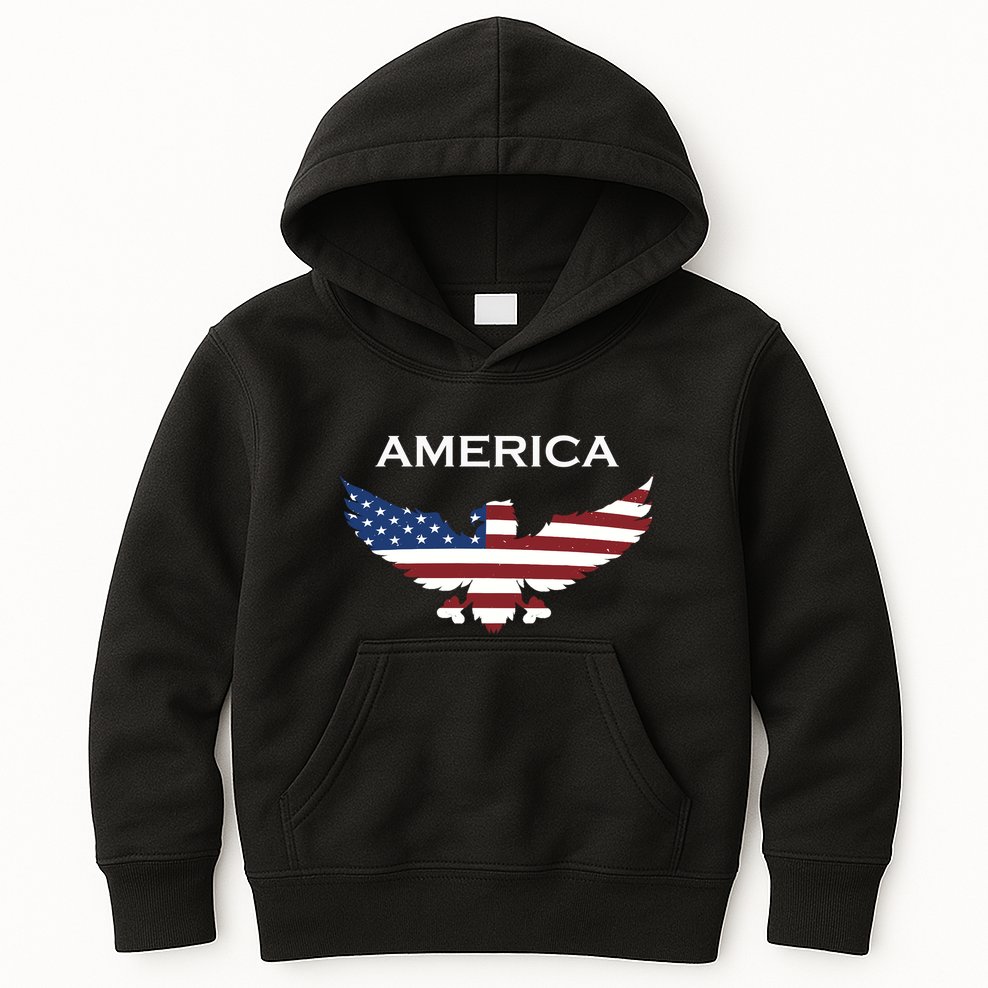 American Flag Eagle Kids Hoodie