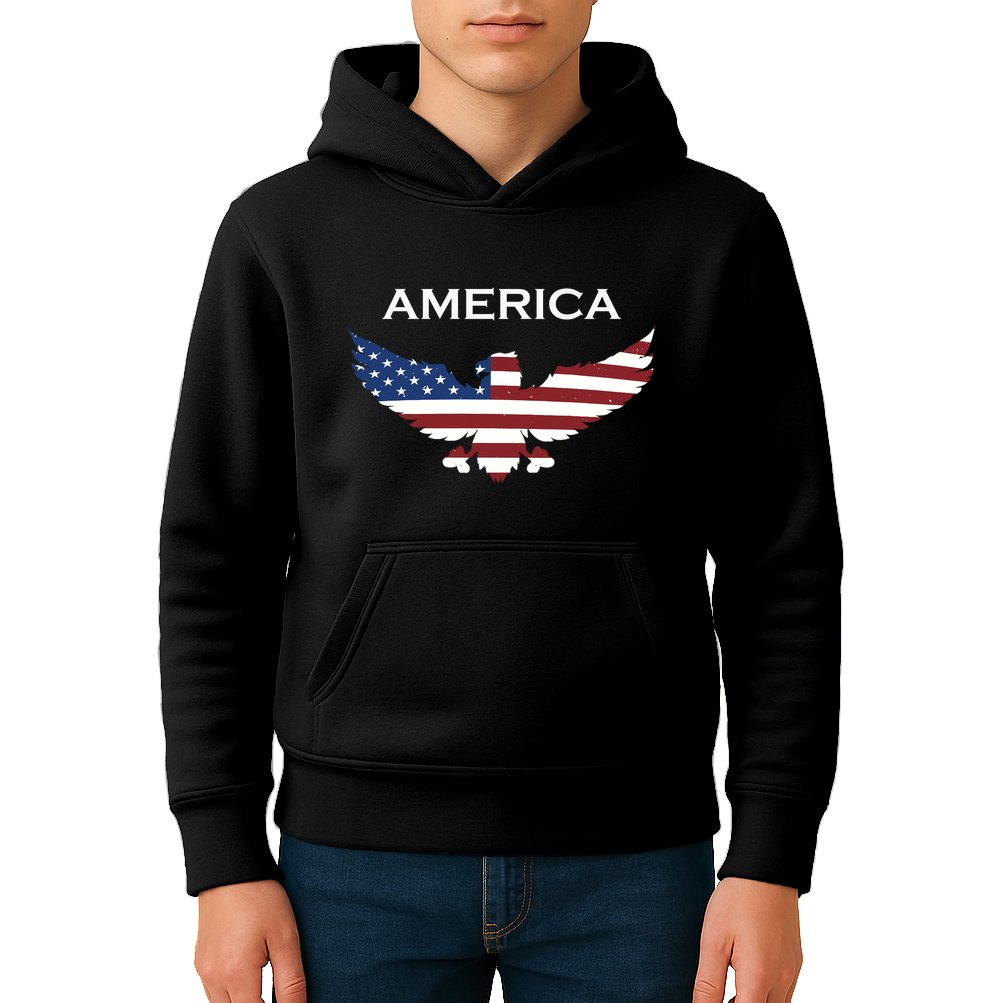 American Flag Eagle Kids Hoodie