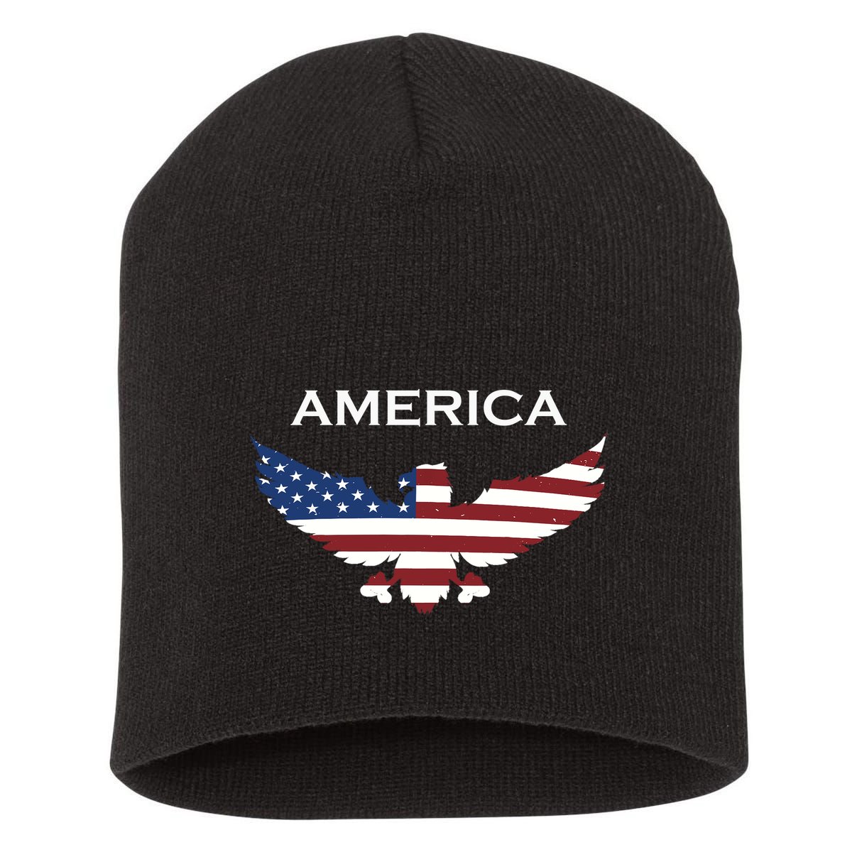 American Flag Eagle Short Acrylic Beanie
