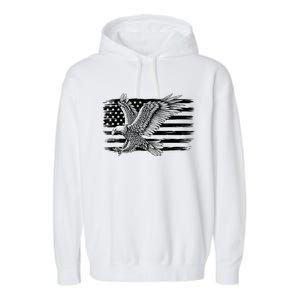 American Flag Eagle 4th Of July Independence Day Patriotic Garment-Dyed Fleece Hoodie