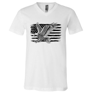 American Flag Eagle 4th Of July Independence Day Patriotic V-Neck T-Shirt