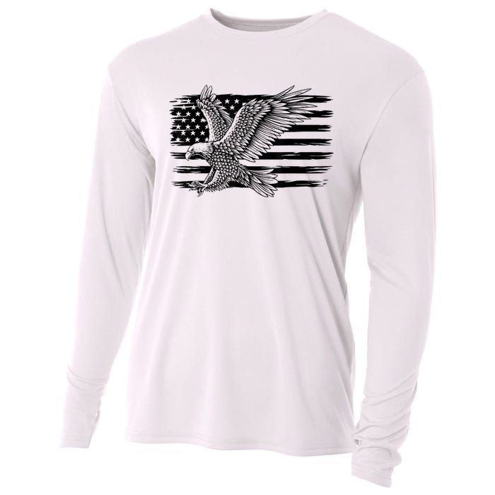 American Flag Eagle 4th Of July Independence Day Patriotic Cooling Performance Long Sleeve Crew