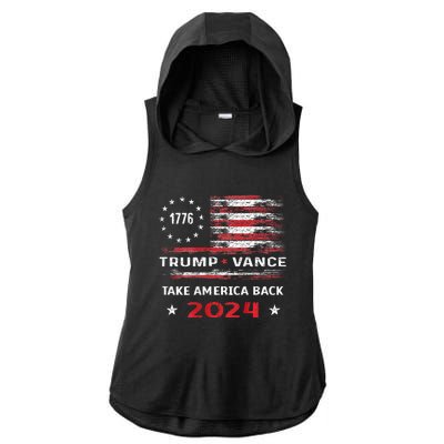 America Flag Election Trump Jd Vance 2024 Vp President Ladies PosiCharge Tri-Blend Wicking Draft Hoodie Tank