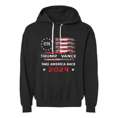 America Flag Election Trump Jd Vance 2024 Vp President Garment-Dyed Fleece Hoodie