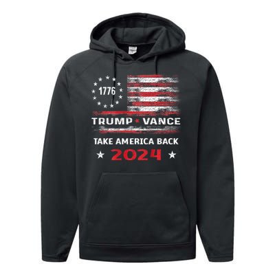 America Flag Election Trump Jd Vance 2024 Vp President Performance Fleece Hoodie