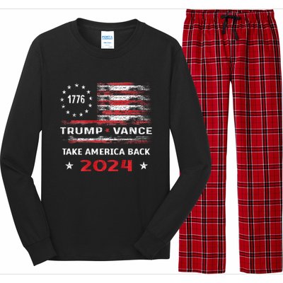 America Flag Election Trump Jd Vance 2024 Vp President Long Sleeve Pajama Set