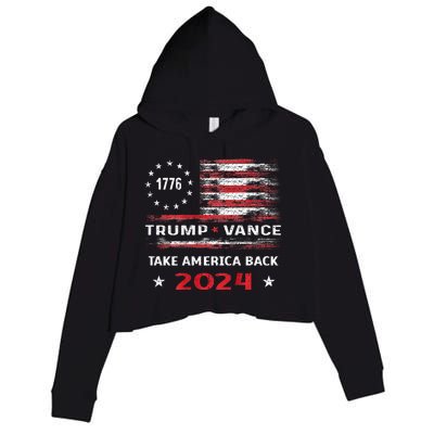 America Flag Election Trump Jd Vance 2024 Vp President Crop Fleece Hoodie