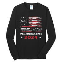 America Flag Election Trump Jd Vance 2024 Vp President Tall Long Sleeve T-Shirt