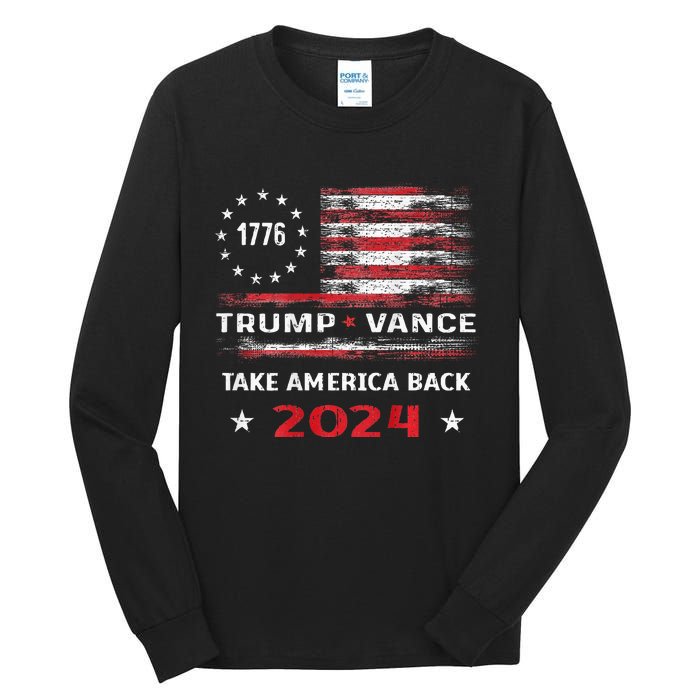 America Flag Election Trump Jd Vance 2024 Vp President Tall Long Sleeve T-Shirt