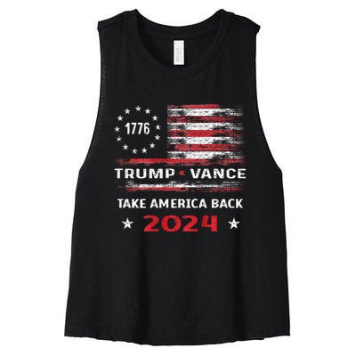 America Flag Election Trump Jd Vance 2024 Vp President Women's Racerback Cropped Tank