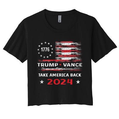 America Flag Election Trump Jd Vance 2024 Vp President Women's Crop Top Tee