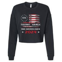 America Flag Election Trump Jd Vance 2024 Vp President Cropped Pullover Crew