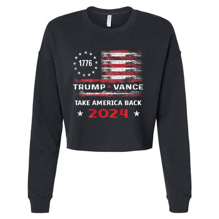 America Flag Election Trump Jd Vance 2024 Vp President Cropped Pullover Crew