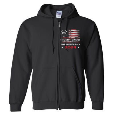 America Flag Election Trump Jd Vance 2024 Vp President Full Zip Hoodie