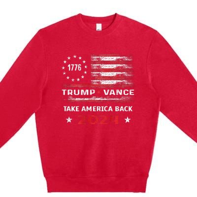 America Flag Election Trump Jd Vance 2024 Vp President Premium Crewneck Sweatshirt