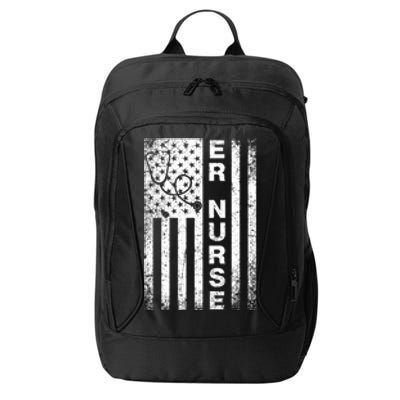 American Flag Er Nurse Emergency Room Nurse Gift City Backpack