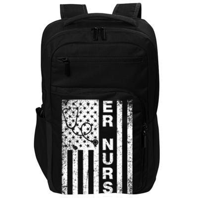 American Flag Er Nurse Emergency Room Nurse Gift Impact Tech Backpack