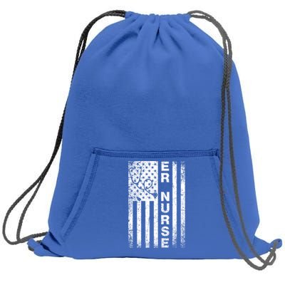 American Flag Er Nurse Emergency Room Nurse Gift Sweatshirt Cinch Pack Bag