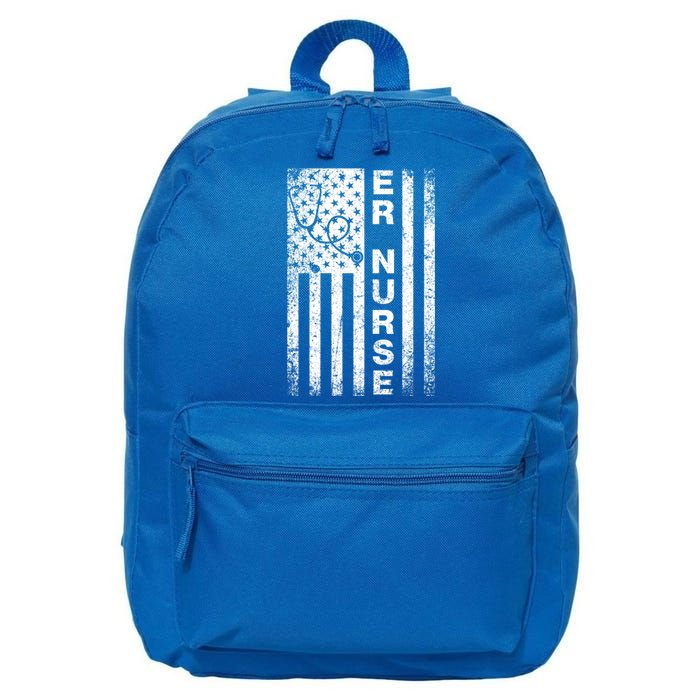 American Flag Er Nurse Emergency Room Nurse Gift 16 in Basic Backpack