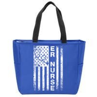 American Flag Er Nurse Emergency Room Nurse Gift Zip Tote Bag